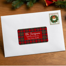 Xadrez Escocês Vermelho Personalizado Natal Etique