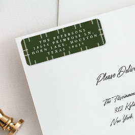 Etiqueta Xadrez tradicional Cozy Cabin Profundo Natal verde