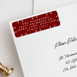 Etiqueta Xadrez Tradicional Cozy Cabine Vermelho Profundo