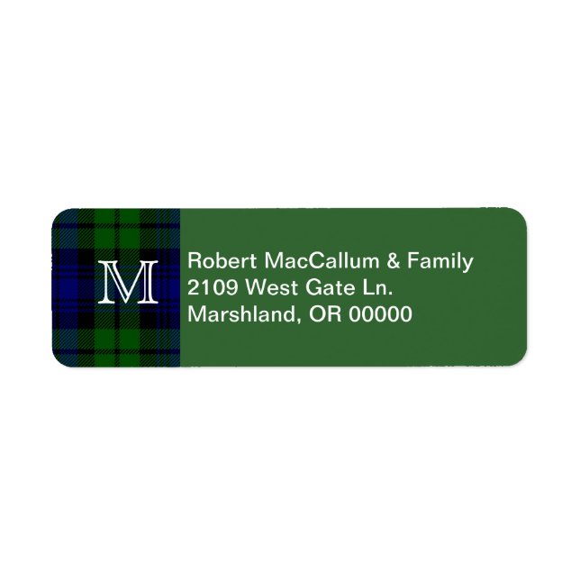 Etiqueta Xadrez Tradicional de Tartan Black Watch (Frente)