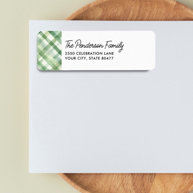 Etiqueta Xadrez Verde Divertida Endereço de Devolução de Co (Criador carregado)