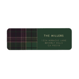 Etiqueta Xadrez Verde Tartan Búfalo Minimalista Moderno