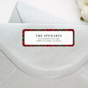 Etiqueta Xadrez Verde Vermelha Stewart Tartan Endereço de d