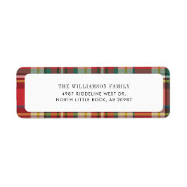 Etiqueta Xadrez Vermelho Cheque Natal Endereço de devolução