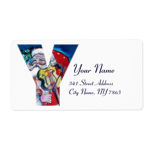 ETIQUETA XMAS Y LETTER/SANTA CLAUS COM VIOLINA MONOGRAMA (Frente)