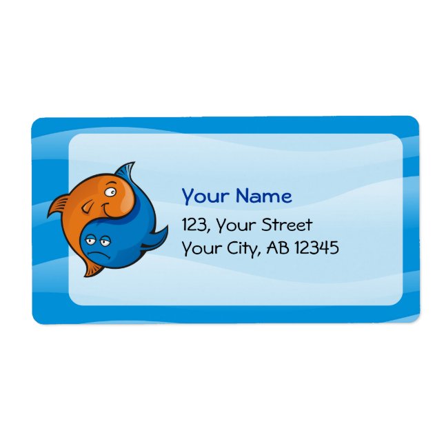 Etiqueta Yin Yang Fish Cartoon (Frente)