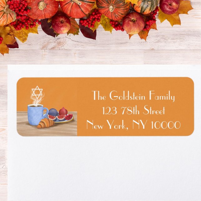 Etiqueta Yom Kippur Break-the-Fast: Café, Pomegranatos (Criador carregado)