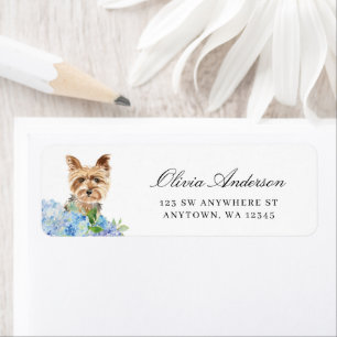 Etiqueta Yorkshire Terrier Blue Hydrangea Endereço para dev