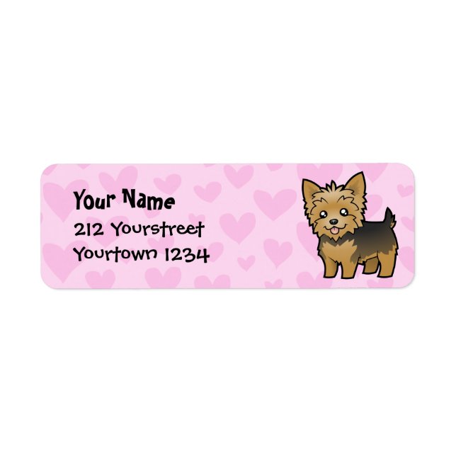 Etiqueta Yorkshire Terrier Love (cabelo curto sem arco) (Frente)