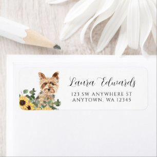 Etiqueta Yorkshire Terrier Sunflower Eucalyptus Endereço