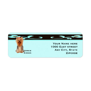 Etiqueta Yorkshire terrier, turquesa & design preto