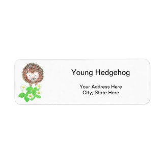 Etiqueta Young Hedgehog & Strawberry Flowers Endereço de Re