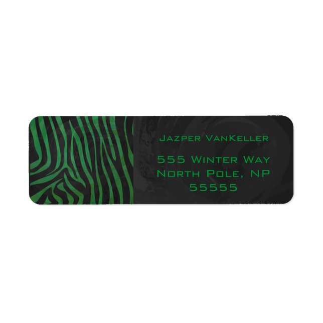 Etiqueta Zebra Monograma Impressão preto e verde (Frente)