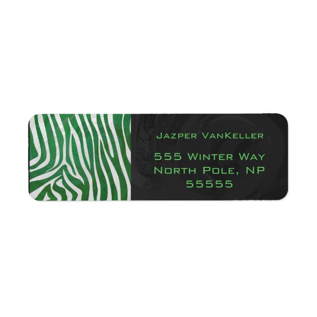 Etiqueta Zebra Monograma Impressão verde e branco (Frente)