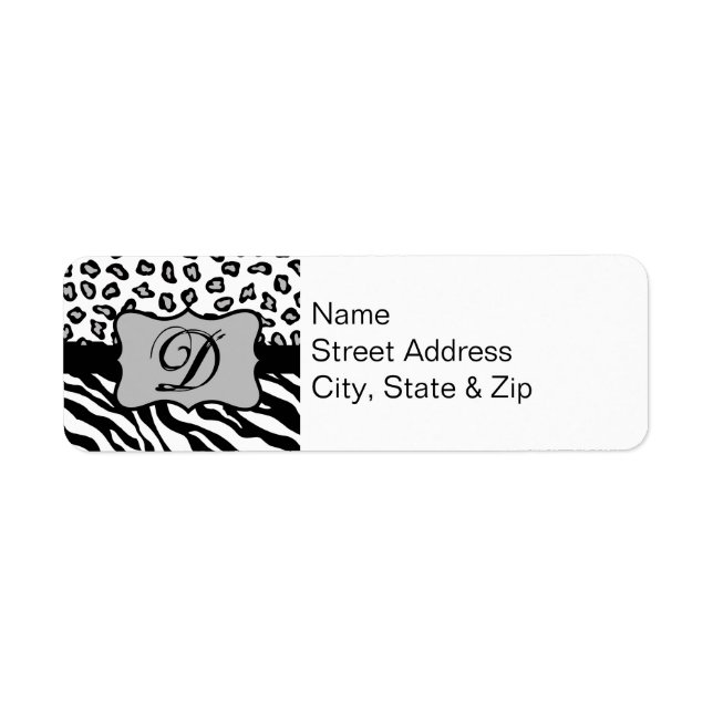 Etiqueta Zebra Preta e Branca e Pele Cheeta Personalizada (Frente)