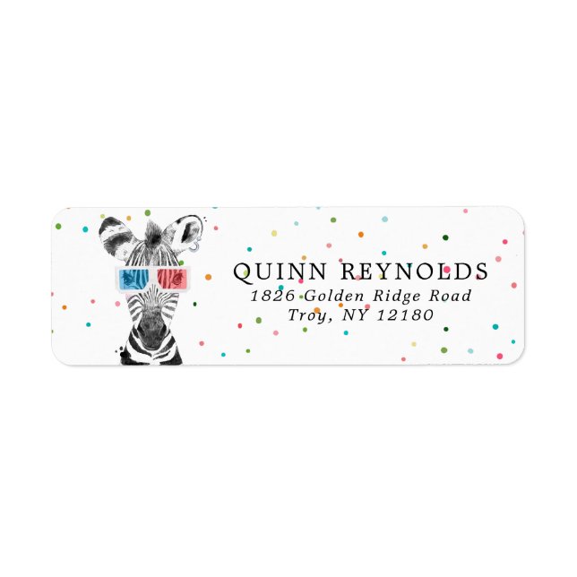 Etiqueta Zebra Safari | Rótulo de Endereço de Devolução (Frente)