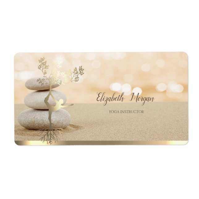 Etiqueta Zen Stone Sand Dourada Tree Women Silhout (Frente)