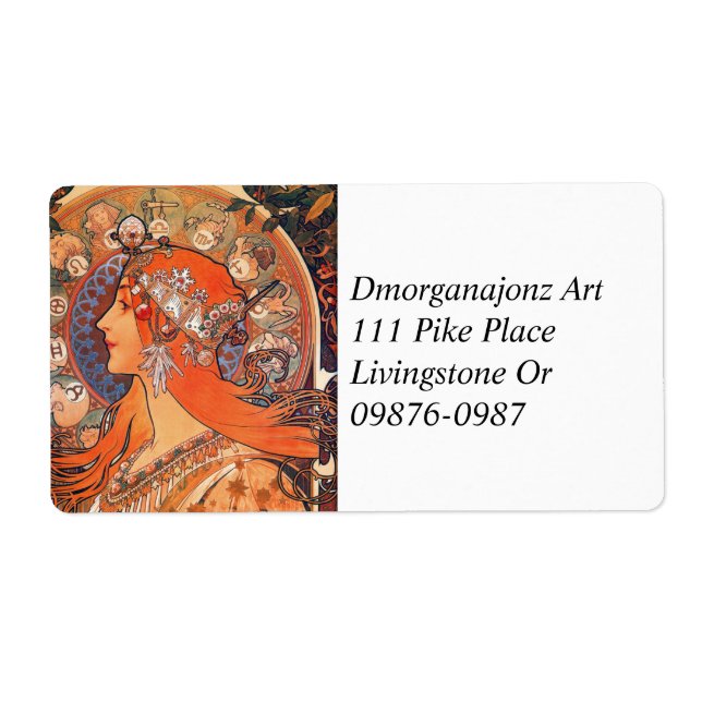 Etiqueta Zodiak Woman de Mucha (Frente)