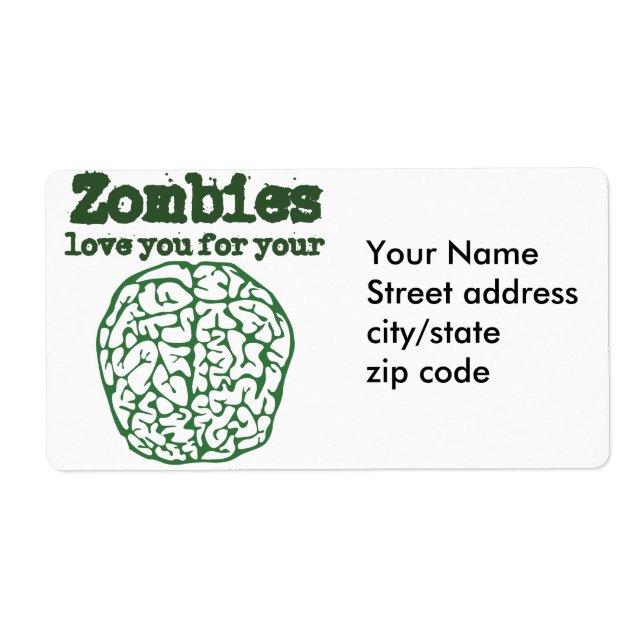 Etiqueta Zombies te ama pelo seu Cérebro (Frente)