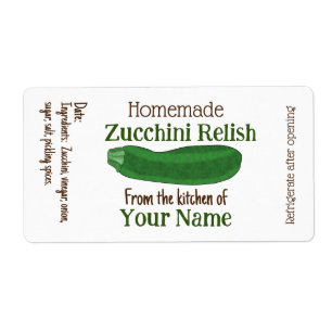 Etiqueta Zucchini Personalizado Relish ou Picles