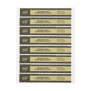 Etiquetas 60th Teste padrão legal, ouro e preto do número 
