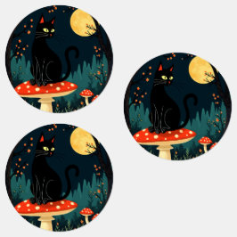 Etiquetas A Familiar Black Cat And Toadstools Halloween 3