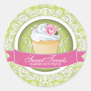Etiquetas à moda e elegantes da caixa do cupcake