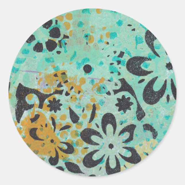 Etiquetas abstrato azuis e amarelas (Frente)