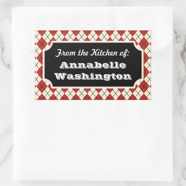 Etiquetas Adesivas Personalizadas Vermelhas Argyle (Bolsa)