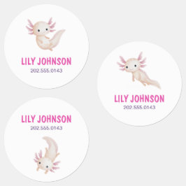 Etiquetas Adorável Axolotl Aquarela Nome Personalizado Crian