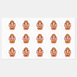 Etiquetas Adorável Ganhai Bappa - Chibi Style Ganesha com