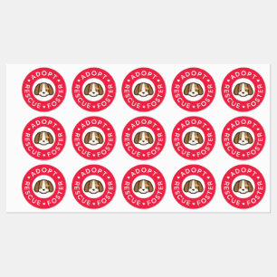 Etiquetas Adotar, Resgate, Foster Cachorro Cachorro Bandai