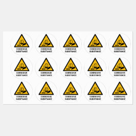 Etiquetas Advertência sobre a substância corrosiva, química