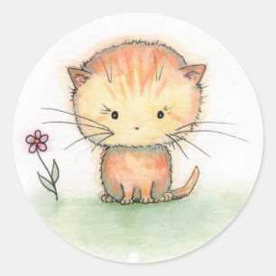 Etiquetas alaranjadas da ilustração do gatinho d