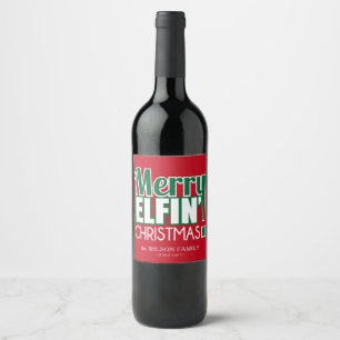 Etiquetas alegres engraçadas do vinho do Natal de