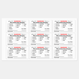 Etiquetas Alergênicas com Nome de Comida para Reci