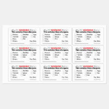 Etiquetas Alergênicas para Recipientes de Comida