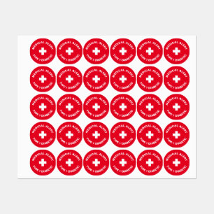 Etiquetas Alerta Médico Personalizado Vermelho Diabético