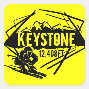 Etiquetas amarelas de esqui Keystone Colorado