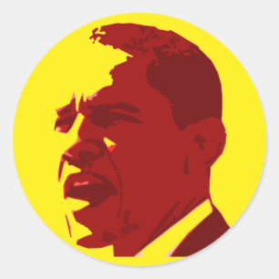Etiquetas amarelas e vermelhas de Barack Obama do