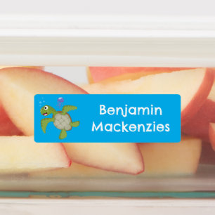 Etiquetas Animação feliz da tartaruga verde-branca personali