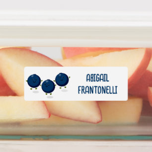 Etiquetas Animação roxa de mirtilo feliz, bonita personaliza