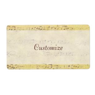 Etiquetas antigas do costume das notas musicais do