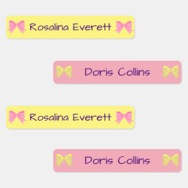 Etiquetas Arcos Amarelos e Rosa Bonitos Nomes Meninas Crianç
