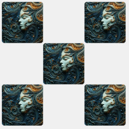 Etiquetas Arte 3D da Mulher Moonlit
