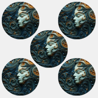 Etiquetas Arte 3D da Mulher Moonlit