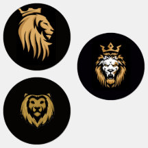 Arte de Emblema Majestoso Criando um Leão Confiant