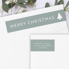 Etiquetas Árvore de Natal mínima | Sage Green Simple Address