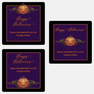 Etiquetas Assustador Jack-o-Lanterna Halloween Preto