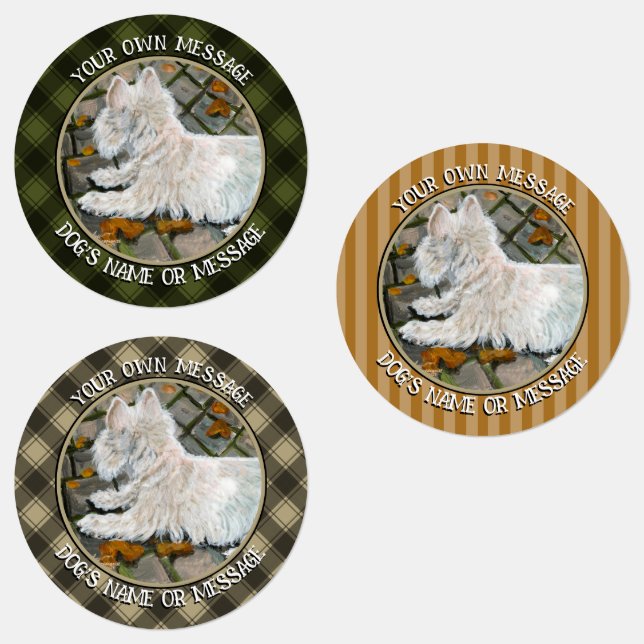 Etiquetas Autumn Leaves Westie no Pacio (Grupo)